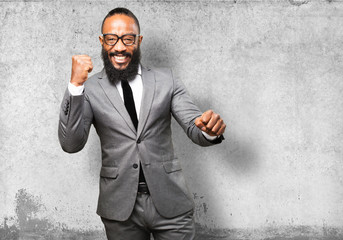business black man winner gesture