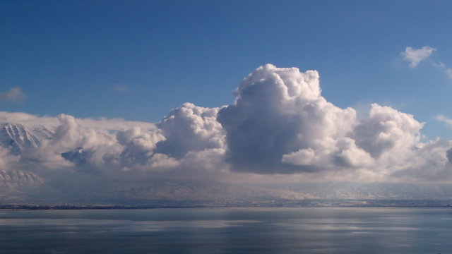 Timelapse shot of flufly cloud formations in Utah.