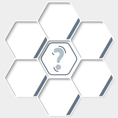 Set of five hexagons for your text and a question mark