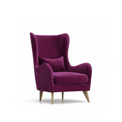 Isolated velvet armchair