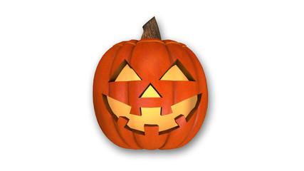 Smiling Halloween Pumpkin, Jack O'lantern isolated on white background