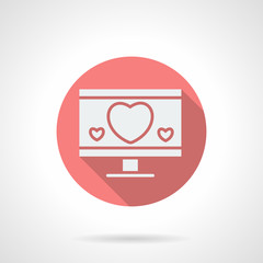 Round pink love chat flat vector icon