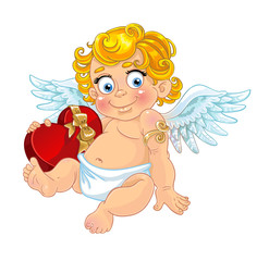 Fun cupid with box of candy