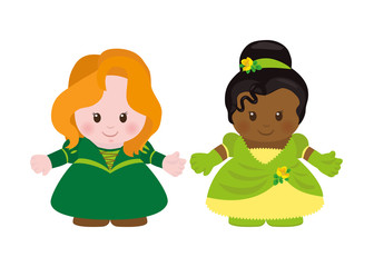 Two princesses, cartoon style