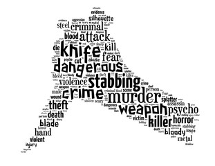 Knife murder, word cloud concept