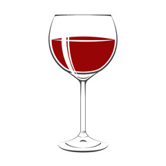 Glass Of Red Wine Icon. Isolated On white background. Vector Ill