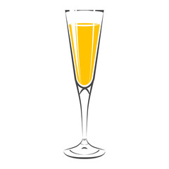 Glass of champagne  Icon. Isolated On white background. Vector I