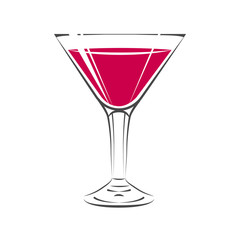 Cocktail Glass Icon. Isolated On white background. Vector Illust