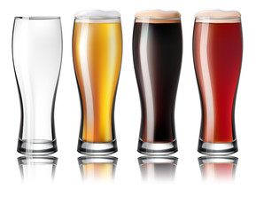 Set of Beer Glasses. Vector Illustration