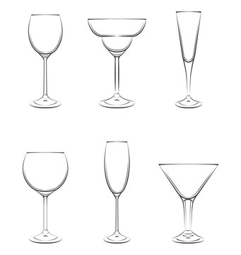 Set of Beer Glasses. Vector Illustration