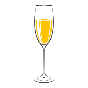 Glass of champagne  Icon. Isolated On white background. Vector I