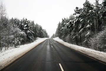 winter road  . track.