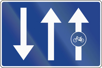 Road sign used in Spain - Bike path or cycle path attached to the road