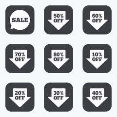 Sale discounts icons. Special offer signs.