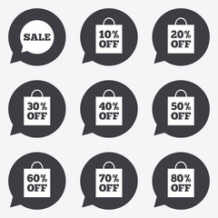 Sale discounts icons. Special offer signs.