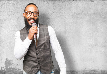cool black man with a microphone