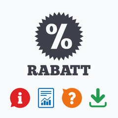 Rabatt - Discounts in German sign icon. Star.
