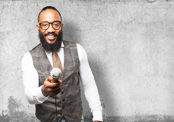 cool black man with a microphone