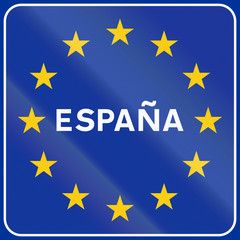 Road sign used in Spain - Entrance to Spain. The word means Spain in Spanish