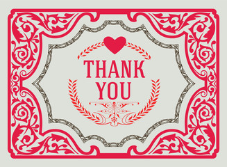 Thank You Vintage Greeting Card design template. Thank You Card,