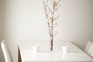 sakura on the table with cups