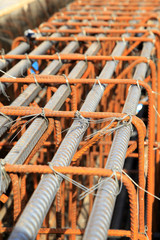 Steel grid on the construction site