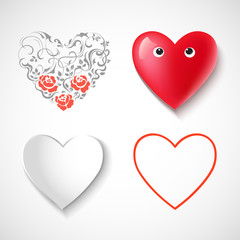 Heart shape design set. Vector illustration.