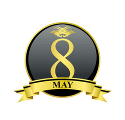 8 may golden calendar circle with ribbon