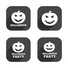 Halloween party icons. Pumpkin symbol.