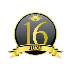 16 june golden calendar circle with ribbon