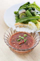 shrimp paste chilli sauce   with vegetables ,thai food
