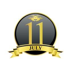 11 july golden calendar circle with ribbon