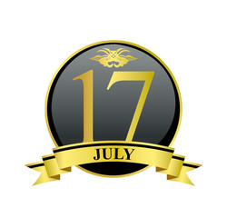 17 july golden calendar circle with ribbon