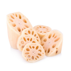 Lotus root on white background