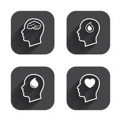 Fototapeta premium Head with brain icon. Male human symbols.