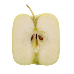 Square apple. Modern agriculture, maybe genetically modified. Isolated on white.