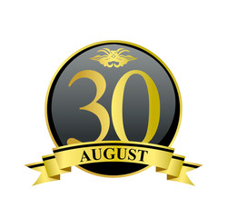 30 august golden calendar circle with ribbon