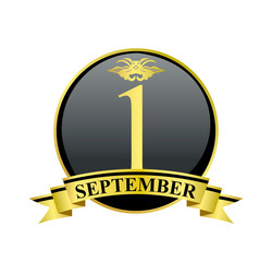 1 september golden calendar circle with ribbon