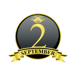 2 september golden calendar circle with ribbon