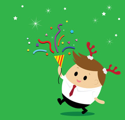 Vector of Businessman Celebrate Merry Christmas And Happy New Year party.