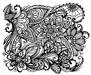 Vector of Abstract floral pattern in zentangle style