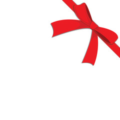 Vector of Red ribbon red on white background with copy space. Gift box