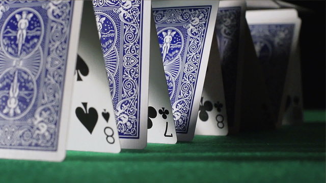 SLOW (240fps): The playing card house is destroying
