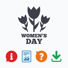 8 March Women's Day sign icon. Flowers symbol.