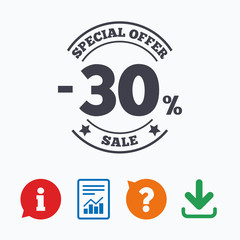 30 percent discount sign icon. Sale symbol.