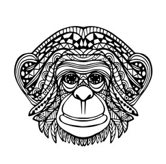 Vector of Hand draw Monkey face in zentangle style