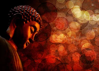 Foto op Plexiglas Bestsellers Thema Bronzen Rode Zen Boeddhabeeld Mediteren