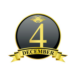 4 december golden calendar circle with ribbon