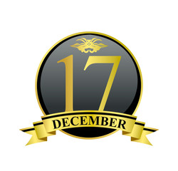 17 december golden calendar circle with ribbon