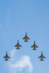Formation flying by the Korean Black Eagles